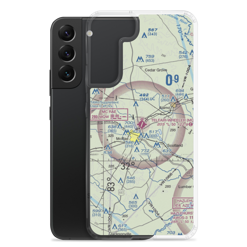 Telfair Wheeler Airport (MQW) VFR Sectional Samsung Case Samsung Galaxy S22 Plus model shown