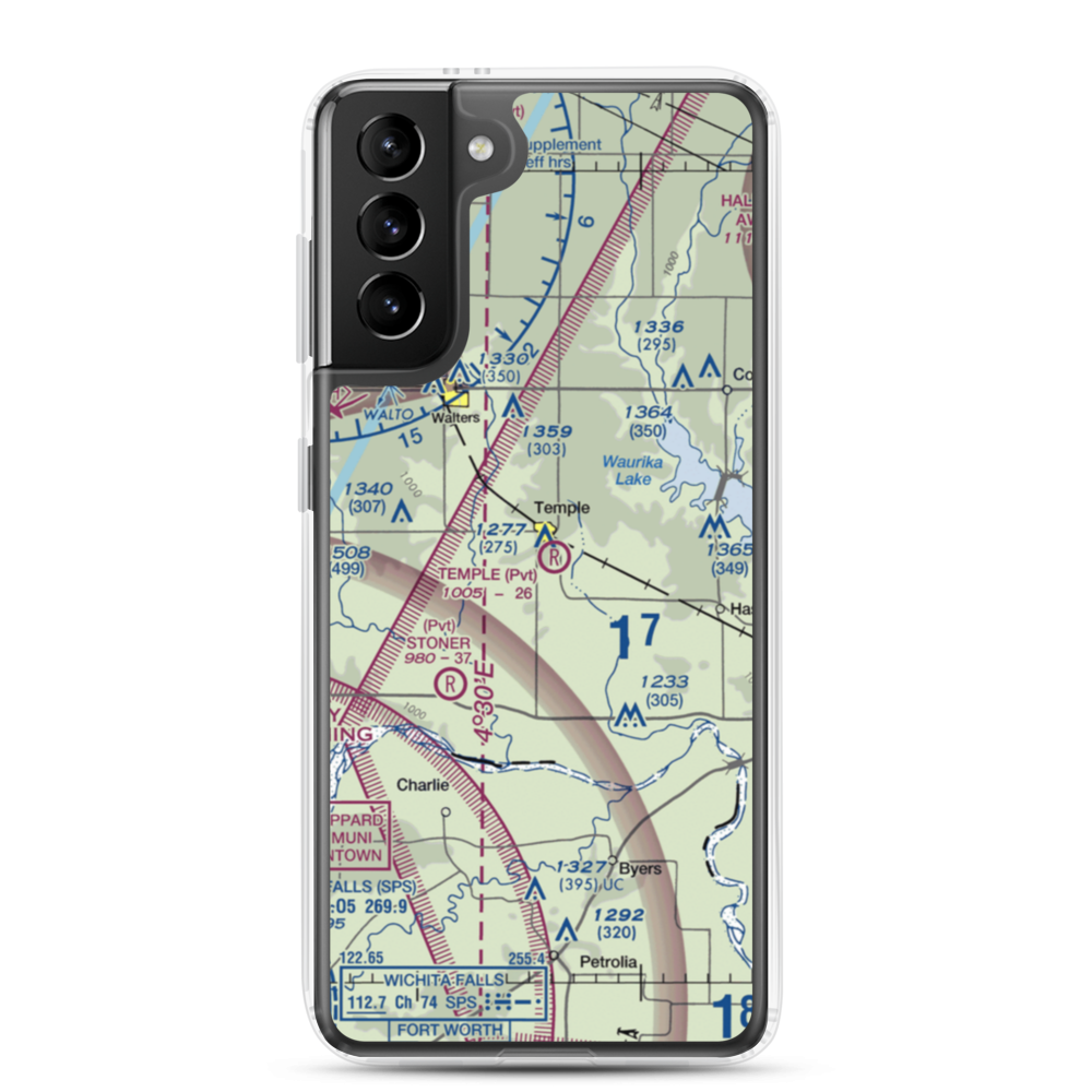 Temple Airport Inc Airport (OK79) VFR Sectional Samsung Case Samsung Galaxy S21 Plus model shown