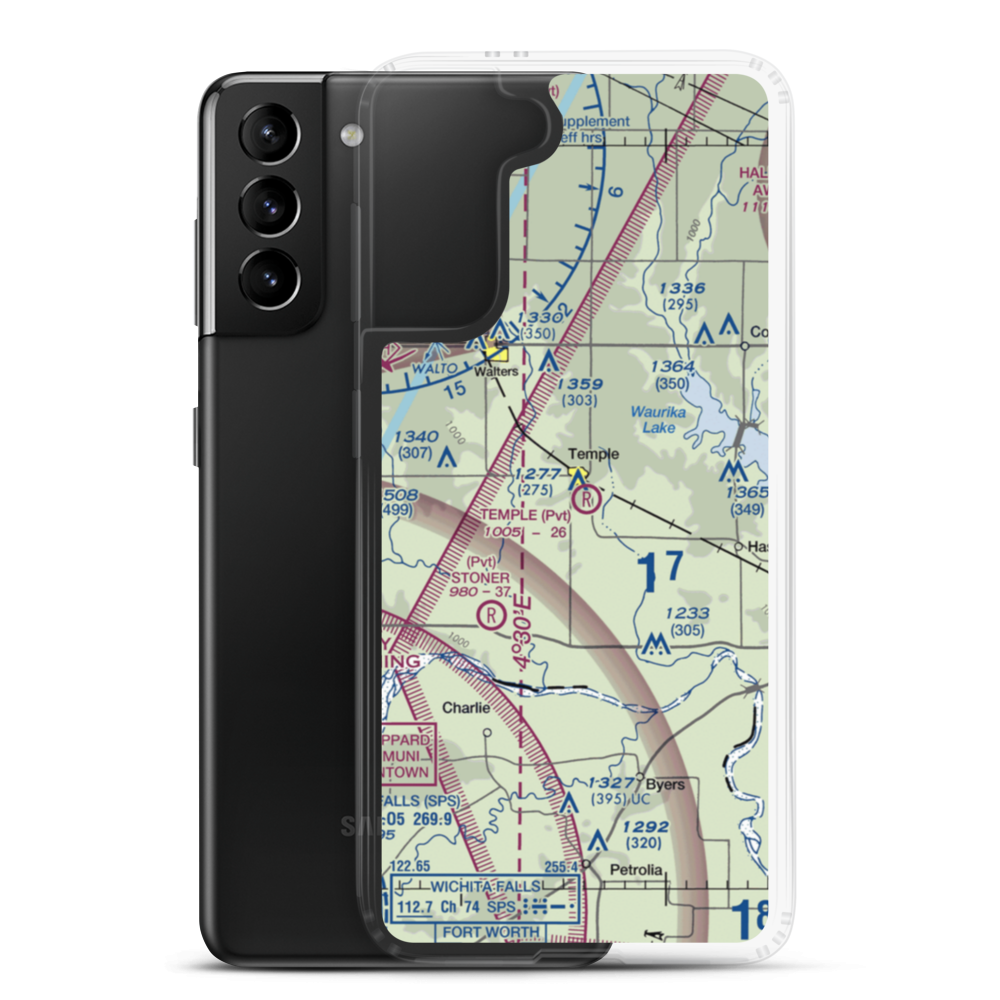 Temple Airport Inc Airport (OK79) VFR Sectional Samsung Case Samsung Galaxy S21 Plus model shown