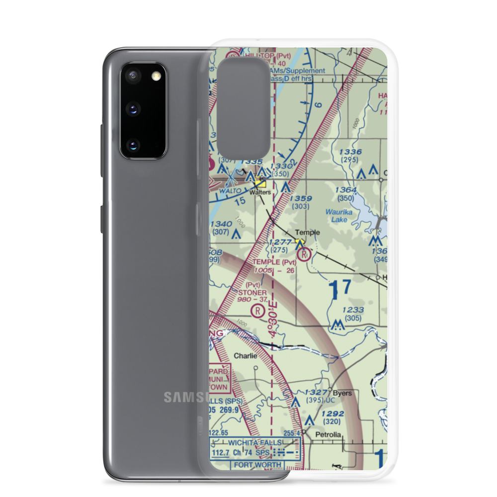 Temple Airport Inc Airport (OK79) VFR Sectional Samsung Case Samsung Galaxy S20 model shown