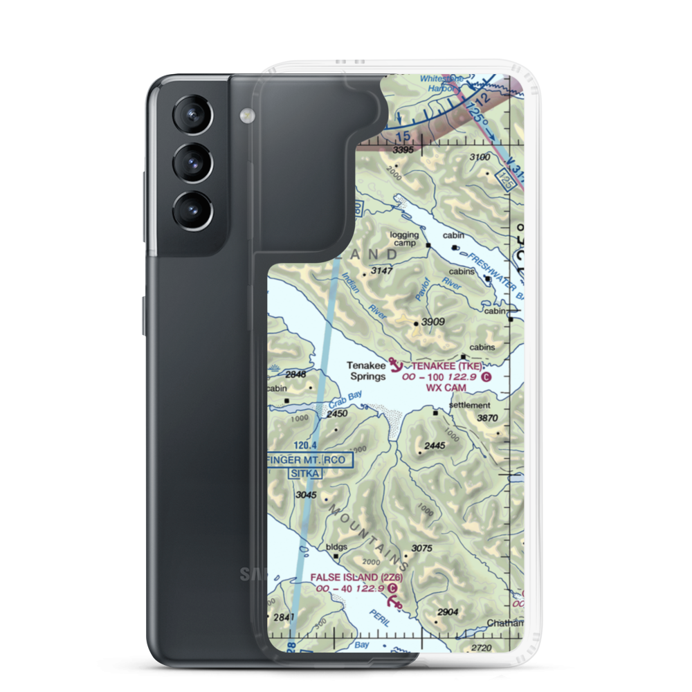 Tenakee Seaplane Base (TKE) VFR Sectional Samsung Case Samsung Galaxy S21 model shown