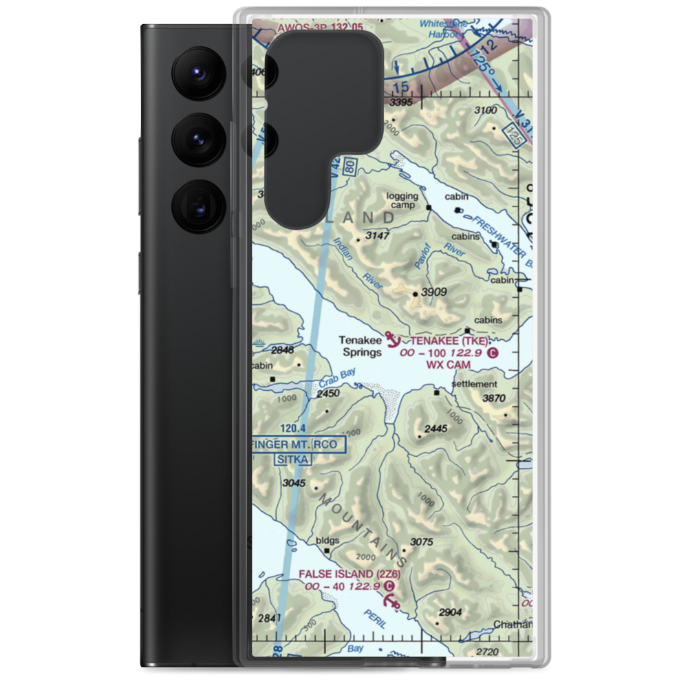 Tenakee Seaplane Base (TKE) VFR Sectional Samsung Case Samsung Galaxy S22 Ultra model shown