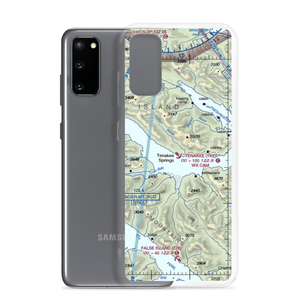 Tenakee Seaplane Base (TKE) VFR Sectional Samsung Case Samsung Galaxy S20 model shown