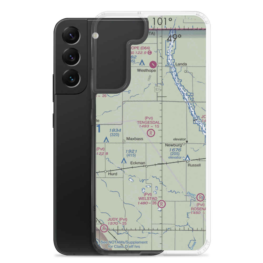 Tengesdal Airport (69ND) VFR Sectional Samsung Case Samsung Galaxy S22 Plus model shown