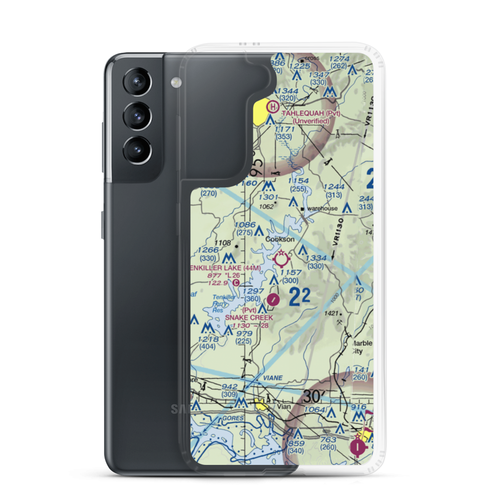 Tenkiller Lake Airpark (44M) VFR Sectional Samsung Case Samsung Galaxy S21 model shown