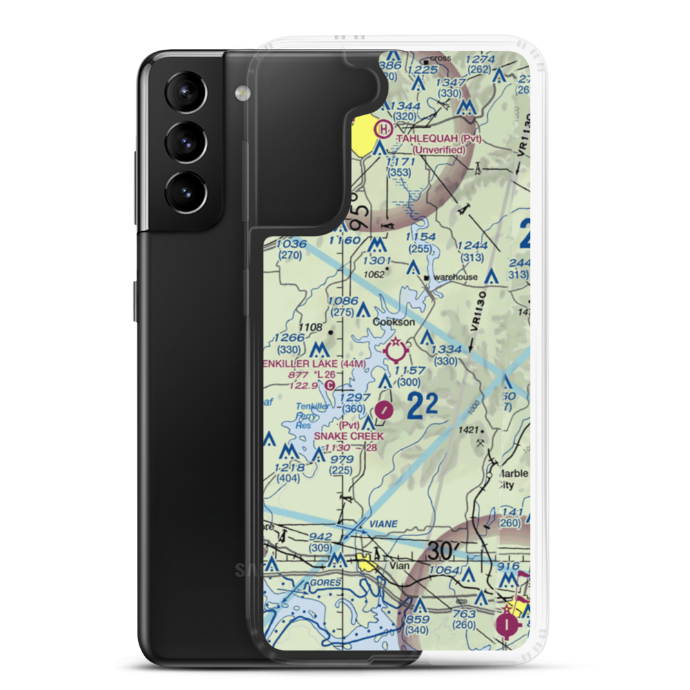 Tenkiller Lake Airpark (44M) VFR Sectional Samsung Case Samsung Galaxy S21 Plus model shown