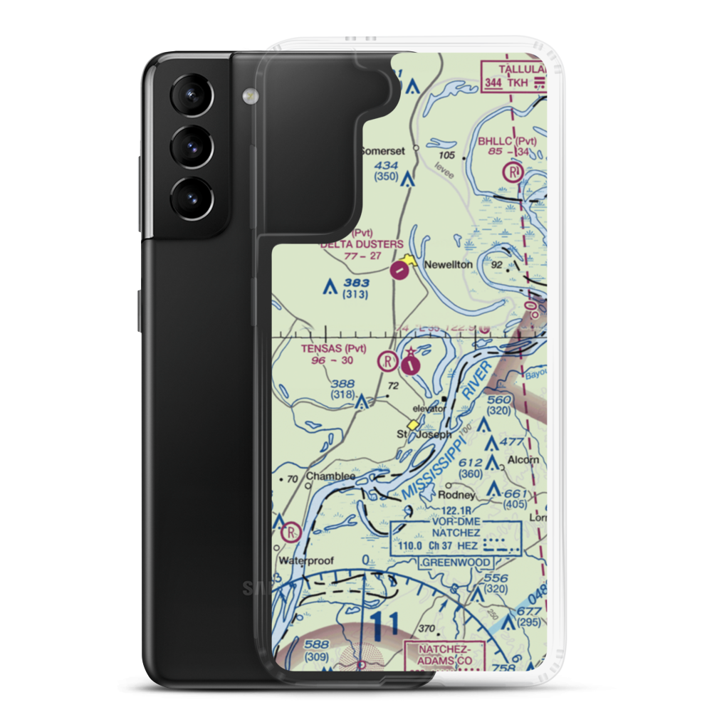 Tensas Parish Airport (L33) VFR Sectional Samsung Case Samsung Galaxy S21 Plus model shown