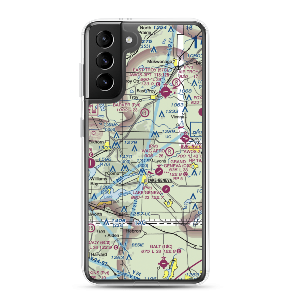 Terhark Airport (86WI) VFR Sectional Samsung Case Samsung Galaxy S21 Plus model shown