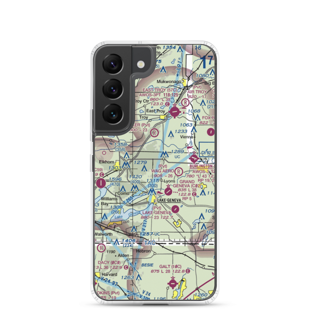 Terhark Airport (86WI) VFR Sectional Samsung Case Samsung Galaxy S22 model shown