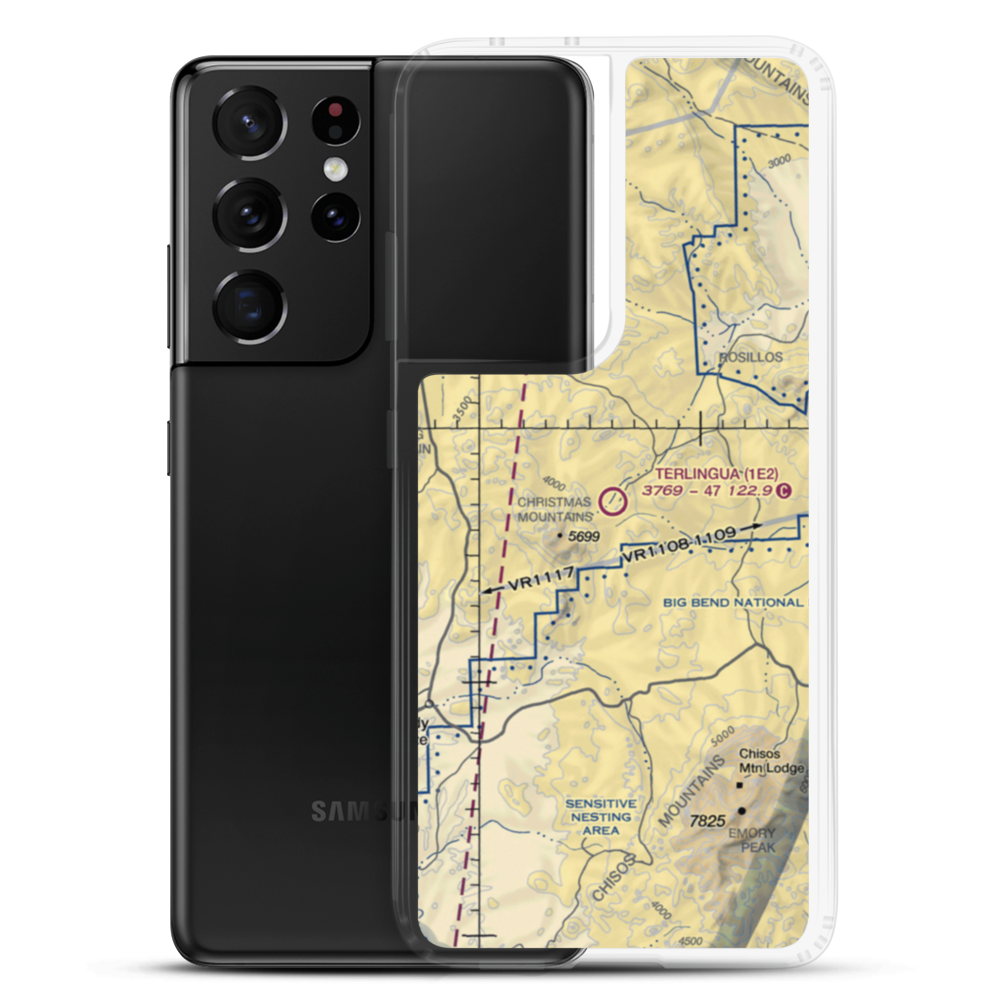 Terlingua Ranch Airport (1E2) VFR Sectional Samsung Case Samsung Galaxy S21 Ultra model shown