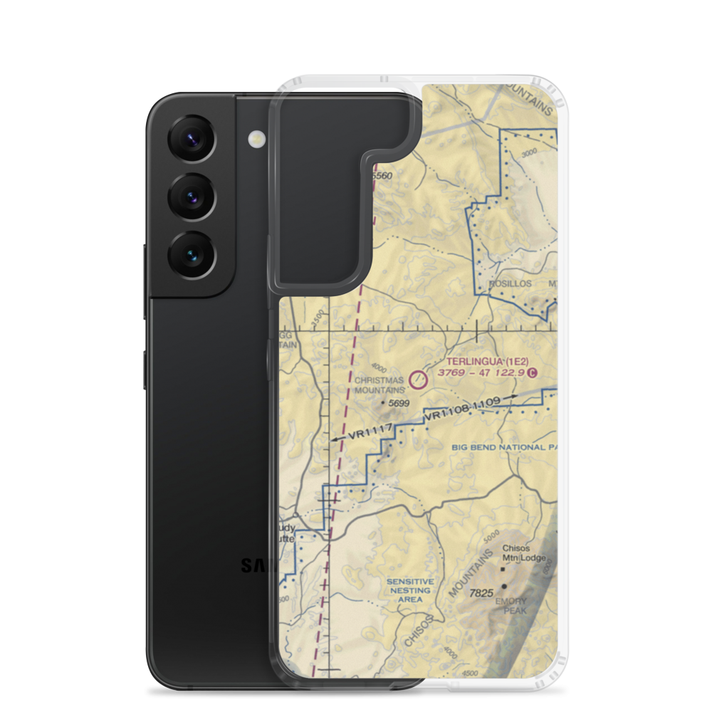 Terlingua Ranch Airport (1E2) VFR Sectional Samsung Case Samsung Galaxy S22 model shown