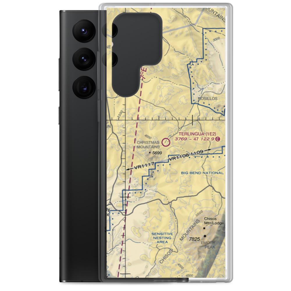 Terlingua Ranch Airport (1E2) VFR Sectional Samsung Case Samsung Galaxy S22 Ultra model shown