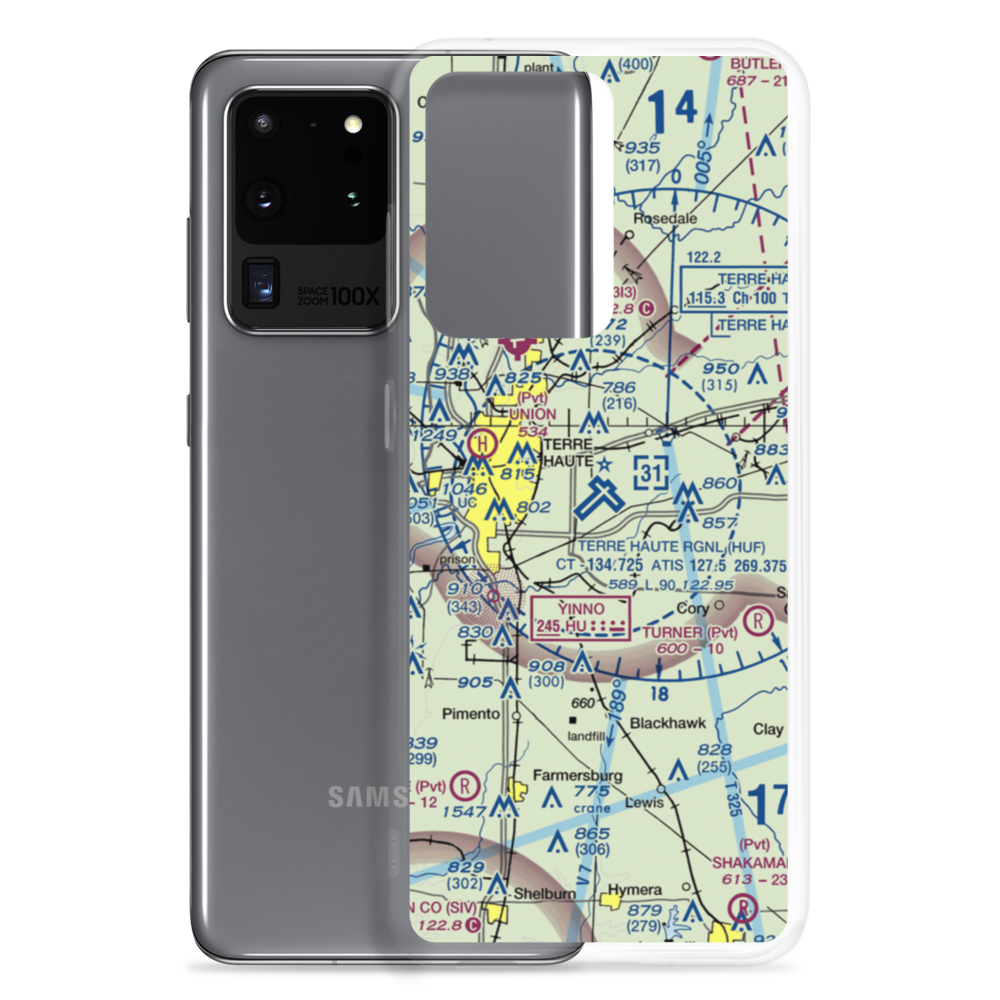 Terre Haute Regional Airport, Hulman Field (HUF) VFR Sectional Samsung Case Samsung Galaxy S20 Ultra model shown