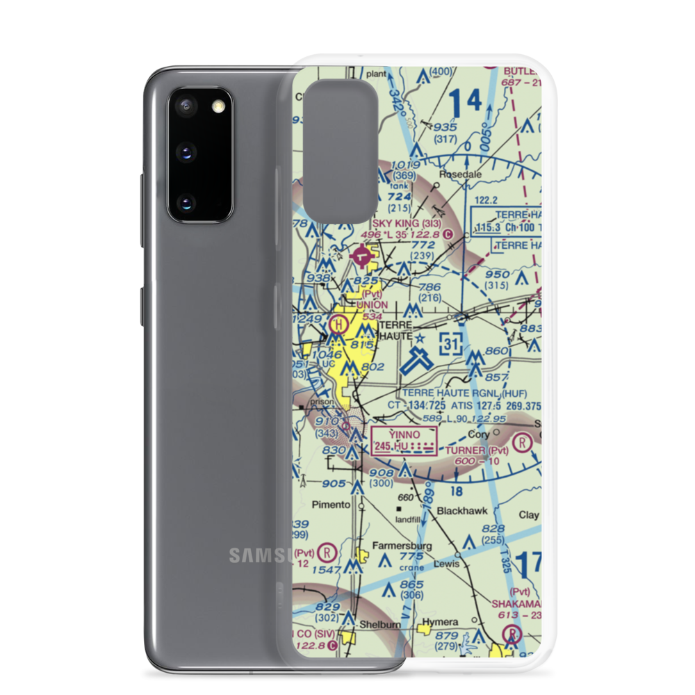 Terre Haute Regional Airport, Hulman Field (HUF) VFR Sectional Samsung Case Samsung Galaxy S20 model shown