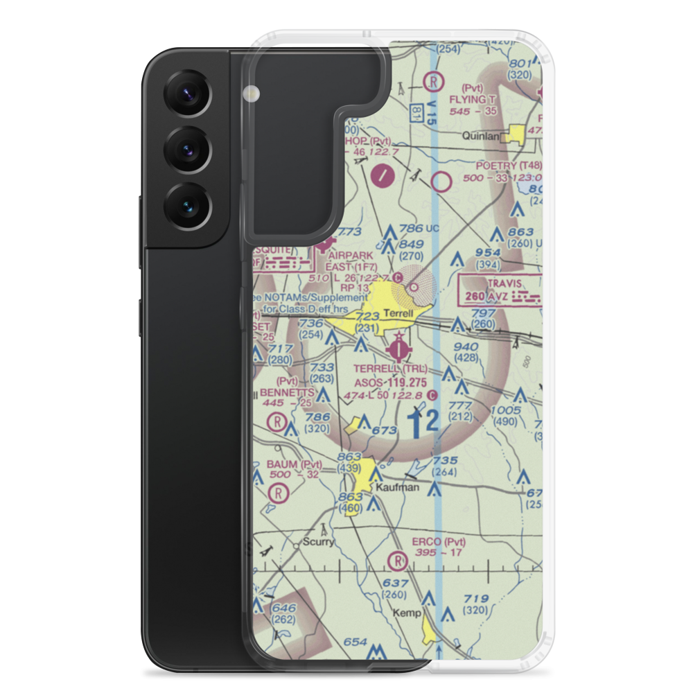 Terrell Municipal Airport (TRL) VFR Sectional Samsung Case Samsung Galaxy S22 Plus model shown