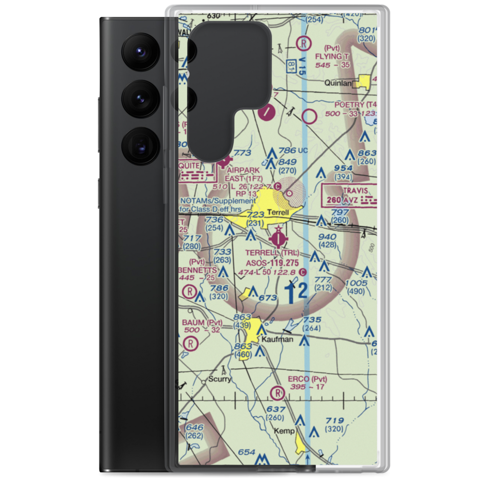 Terrell Municipal Airport (TRL) VFR Sectional Samsung Case Samsung Galaxy S22 Ultra model shown