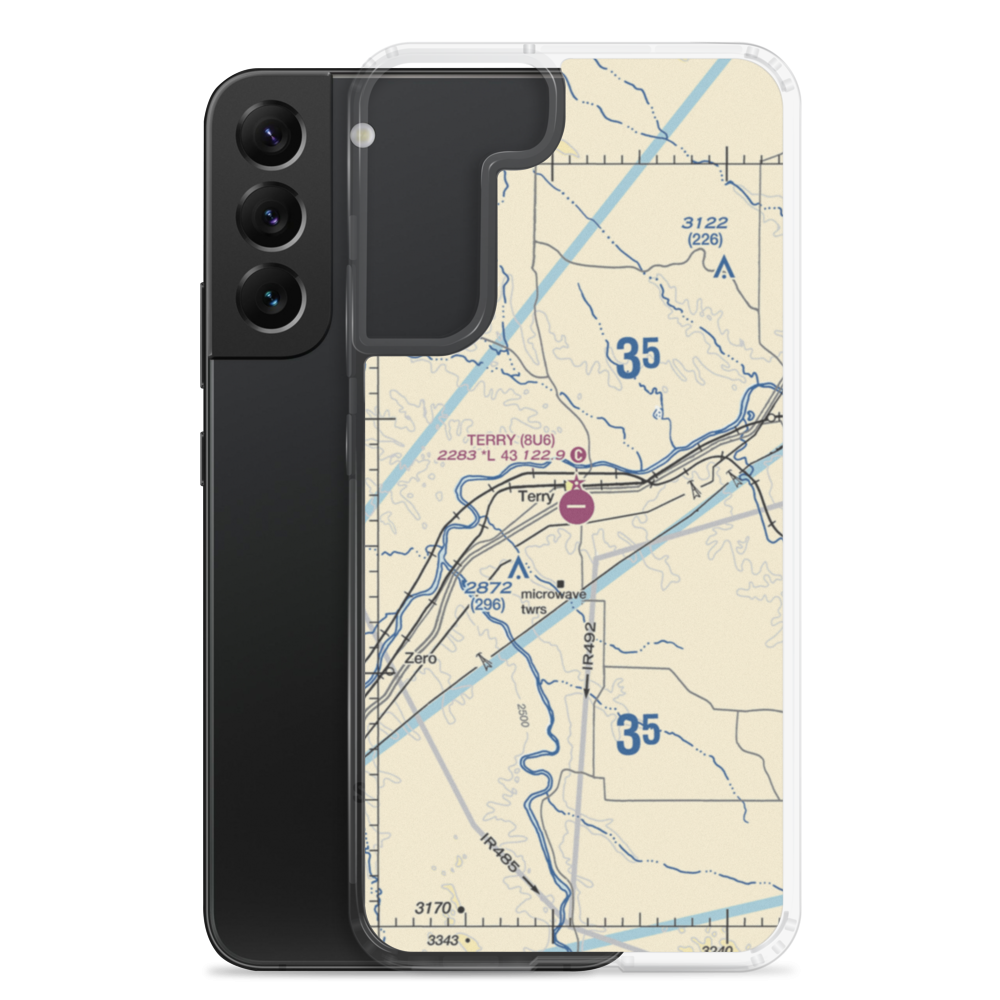 Terry Airport (8U6) VFR Sectional Samsung Case Samsung Galaxy S22 Plus model shown