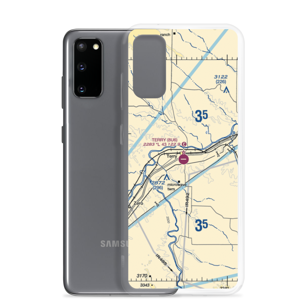 Terry Airport (8U6) VFR Sectional Samsung Case Samsung Galaxy S20 model shown