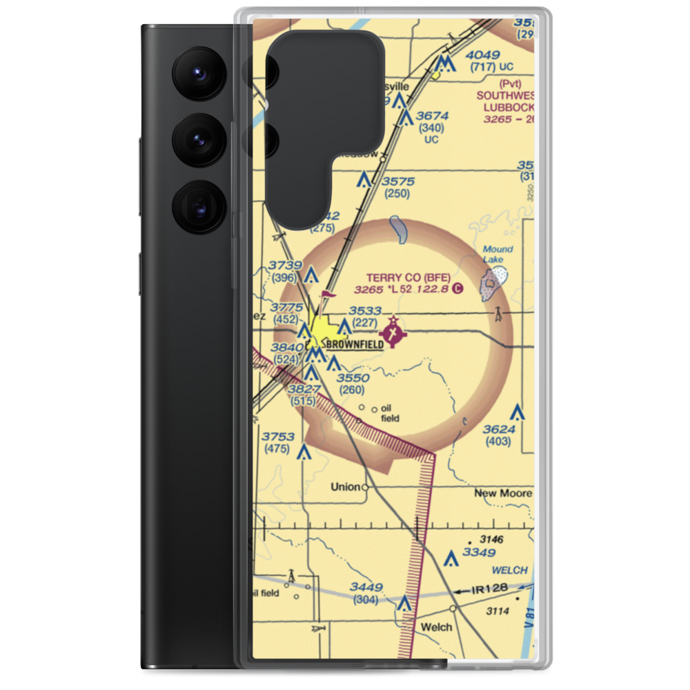 Terry County Airport (BFE) VFR Sectional Samsung Case Samsung Galaxy S22 Ultra model shown