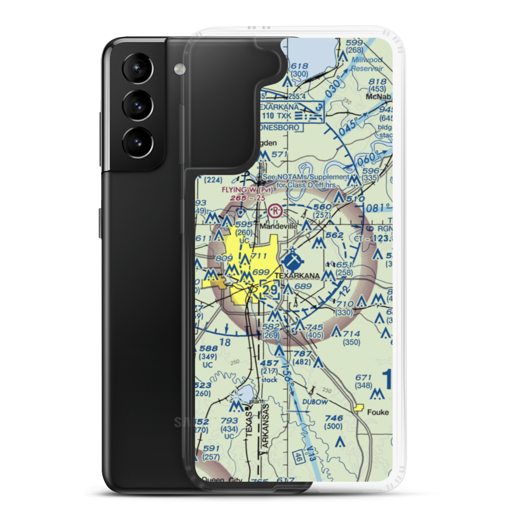 Texarkana Regional Webb Field (TXK) VFR Sectional Samsung Case Samsung Galaxy S21 Plus model shown