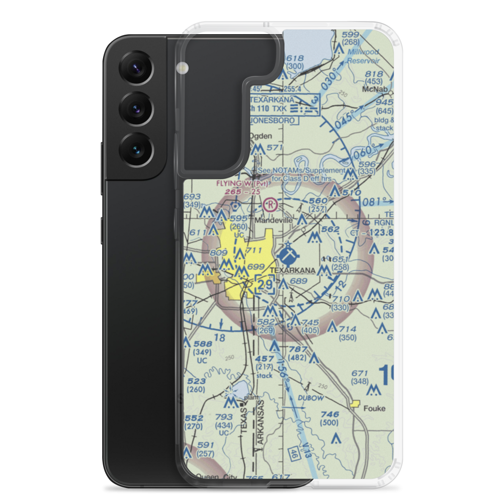 Texarkana Regional Webb Field (TXK) VFR Sectional Samsung Case Samsung Galaxy S22 Plus model shown