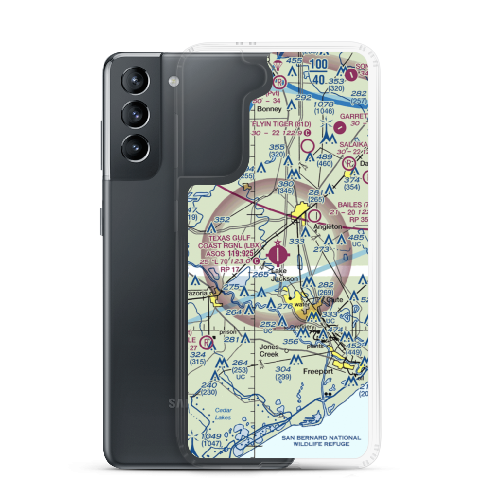 Texas Gulf Coast Regional Airport (LBX) VFR Sectional Samsung Case Samsung Galaxy S21 model shown