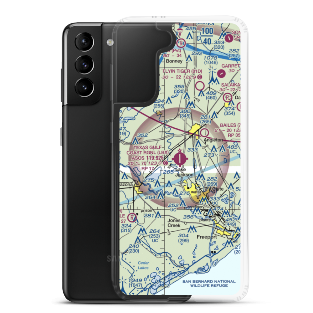 Texas Gulf Coast Regional Airport (LBX) VFR Sectional Samsung Case Samsung Galaxy S21 Plus model shown