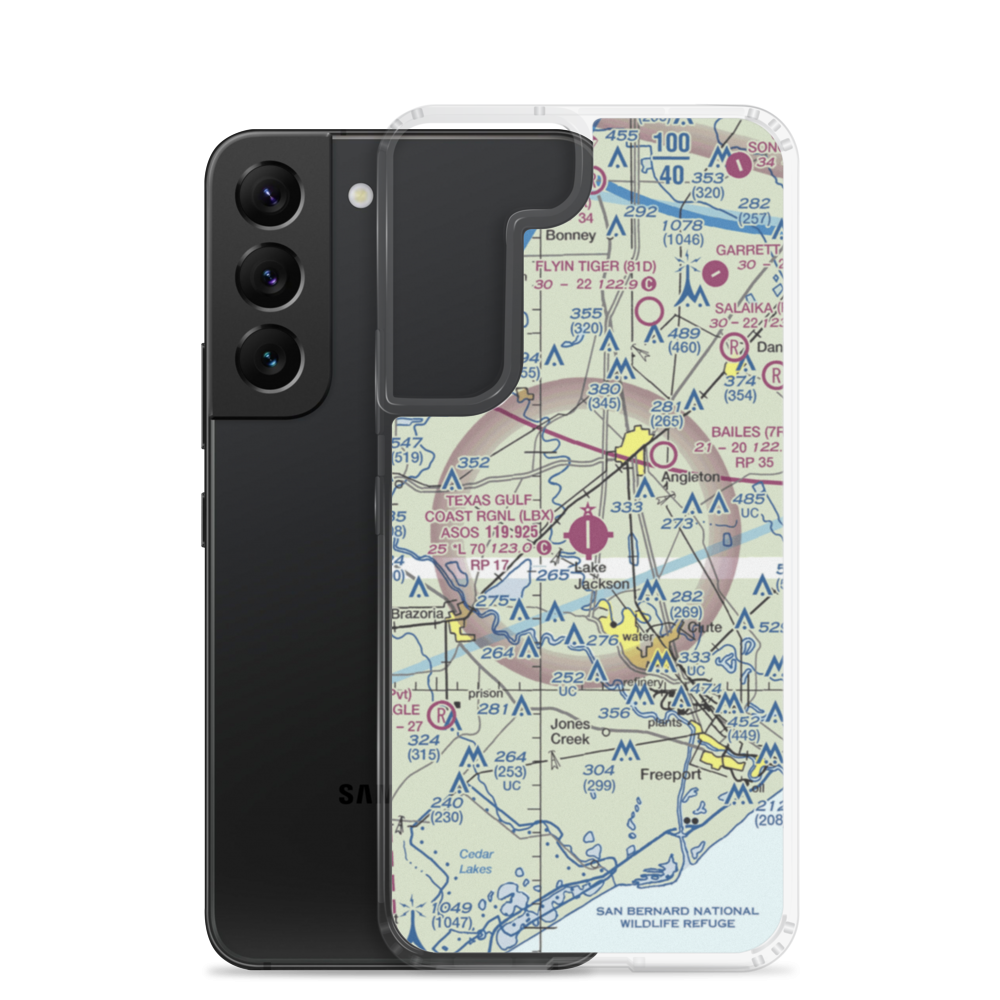 Texas Gulf Coast Regional Airport (LBX) VFR Sectional Samsung Case Samsung Galaxy S22 model shown