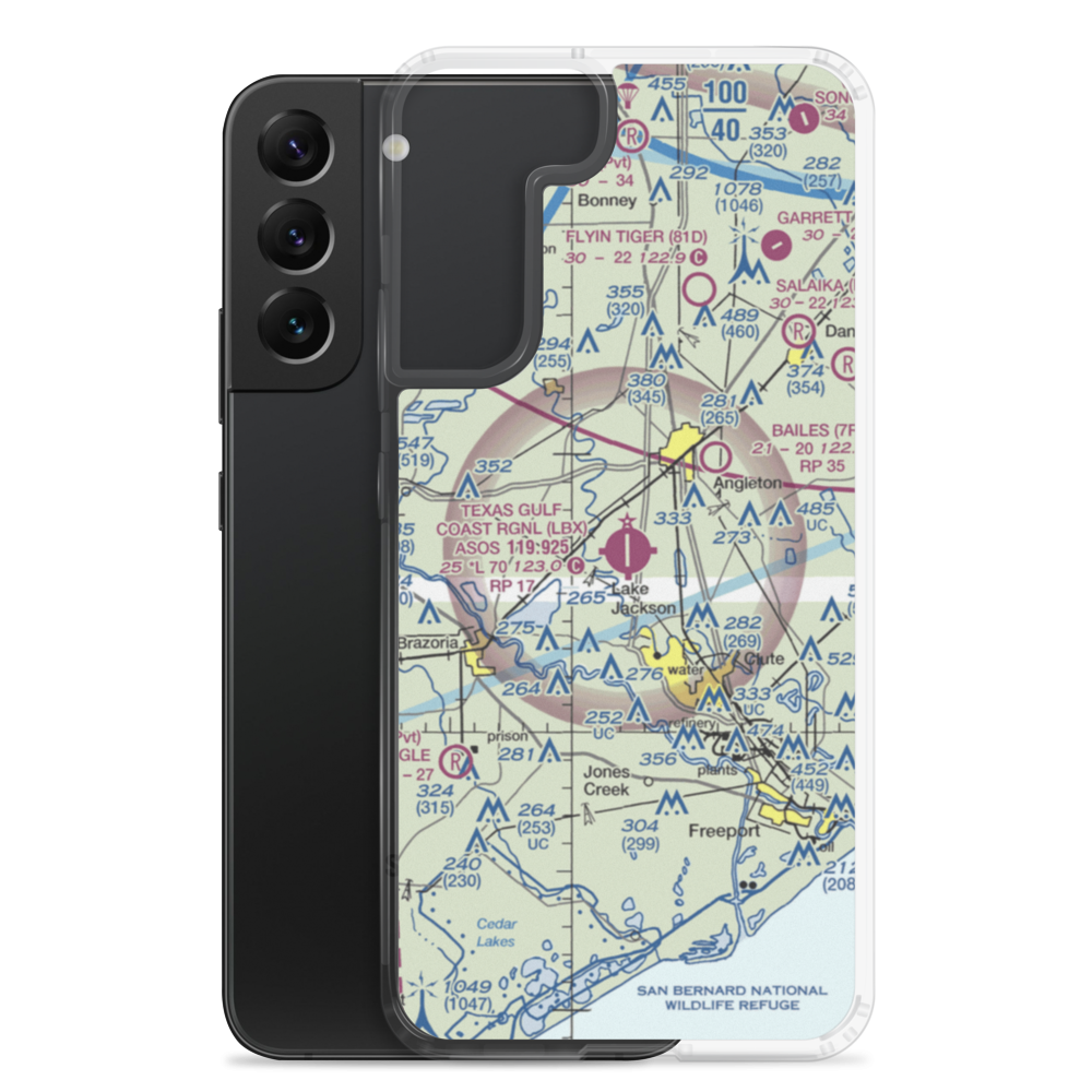 Texas Gulf Coast Regional Airport (LBX) VFR Sectional Samsung Case Samsung Galaxy S22 Plus model shown