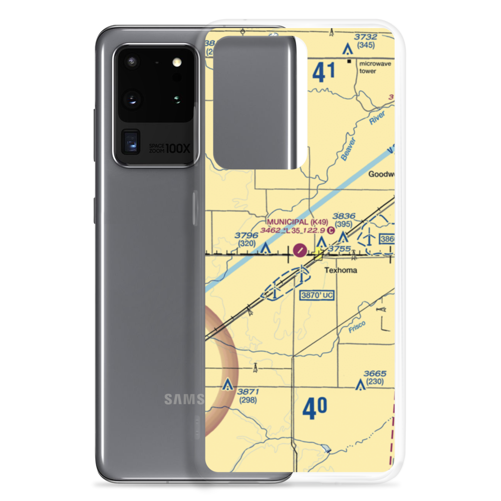 Texhoma Municipal Airport (K49) VFR Sectional Samsung Case Samsung Galaxy S20 Ultra model shown