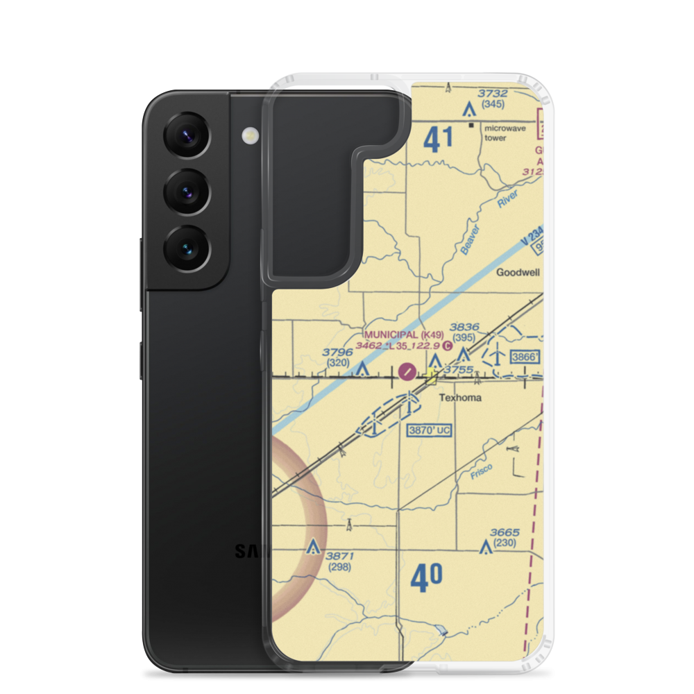 Texhoma Municipal Airport (K49) VFR Sectional Samsung Case Samsung Galaxy S22 model shown