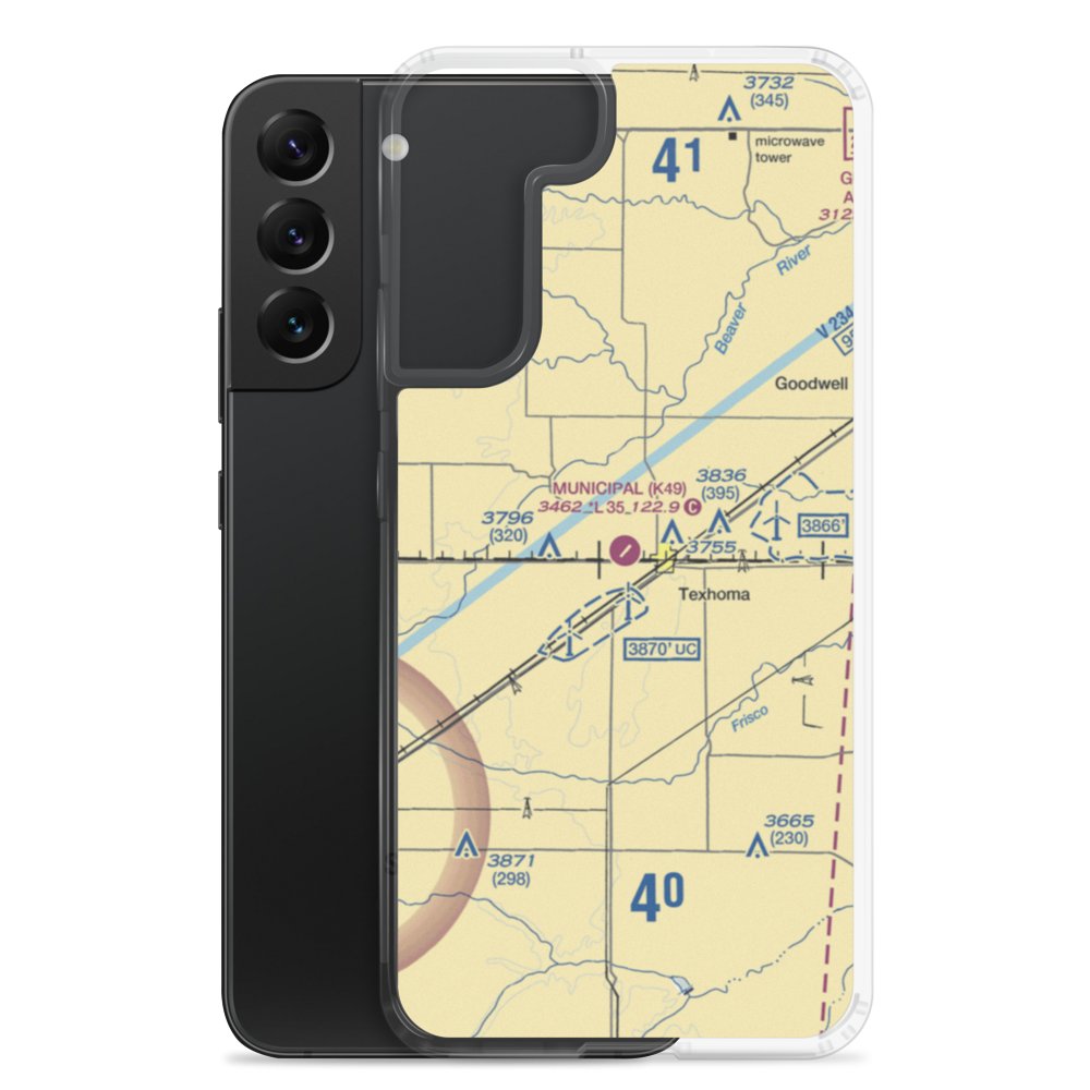 Texhoma Municipal Airport (K49) VFR Sectional Samsung Case Samsung Galaxy S22 Plus model shown