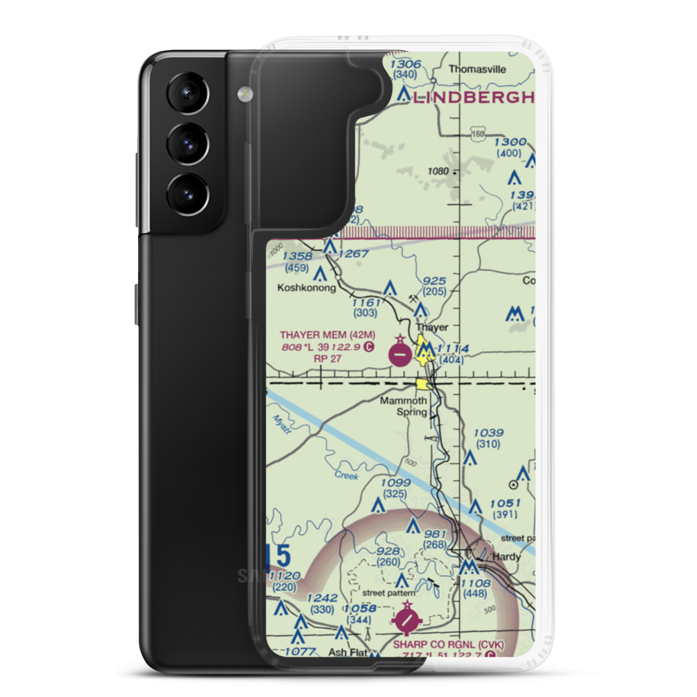 Thayer Memorial Airport (42M) VFR Sectional Samsung Case Samsung Galaxy S21 Plus model shown