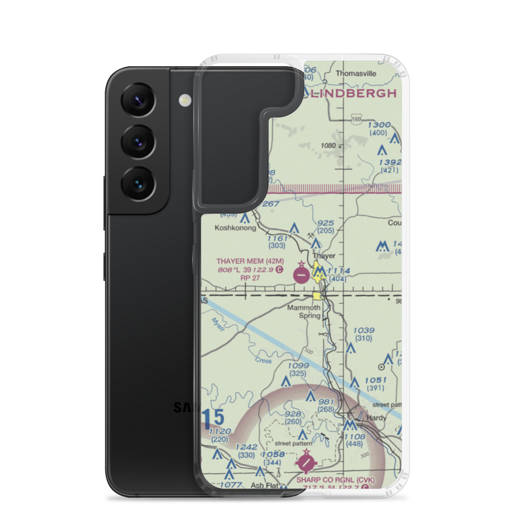 Thayer Memorial Airport (42M) VFR Sectional Samsung Case Samsung Galaxy S22 model shown