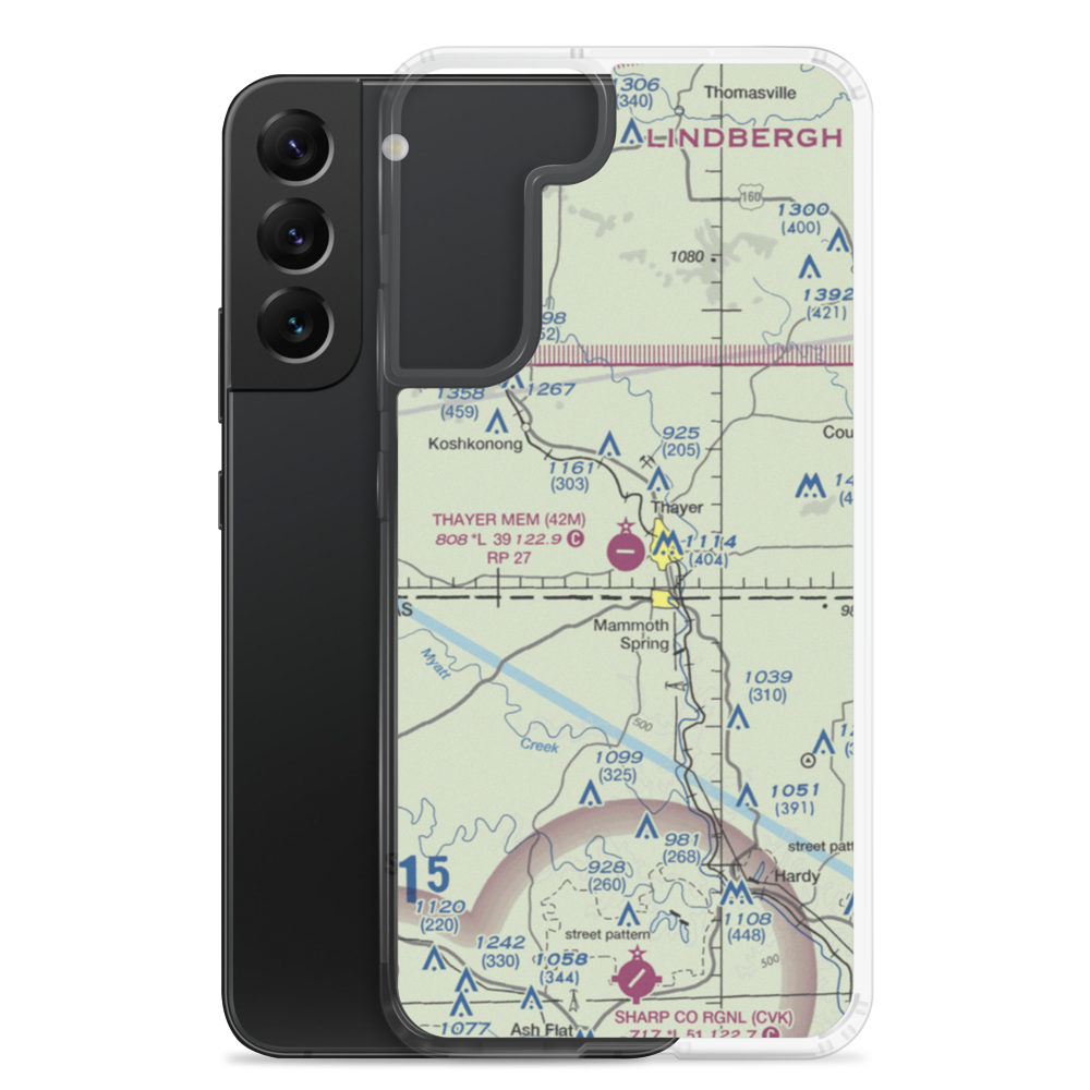 Thayer Memorial Airport (42M) VFR Sectional Samsung Case Samsung Galaxy S22 Plus model shown
