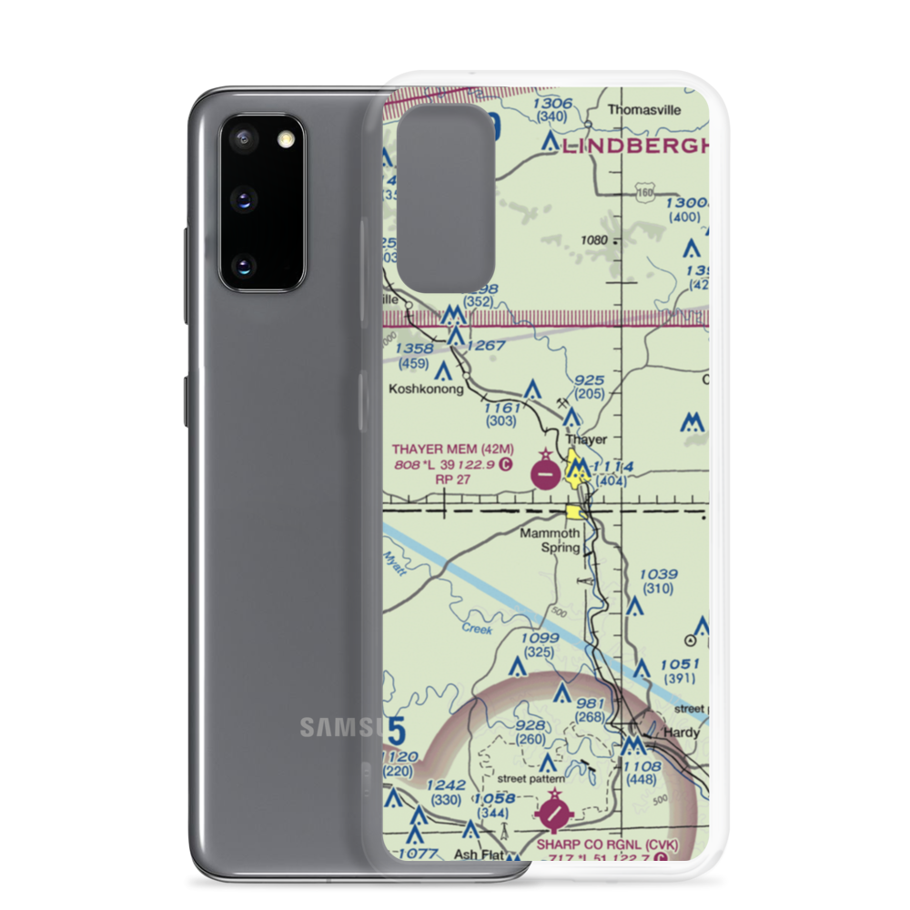 Thayer Memorial Airport (42M) VFR Sectional Samsung Case Samsung Galaxy S20 model shown
