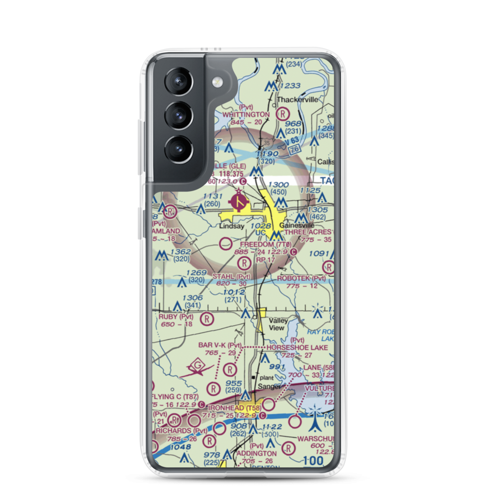The 88 Airport (XS62) VFR Sectional Samsung Case Samsung Galaxy S21 model shown