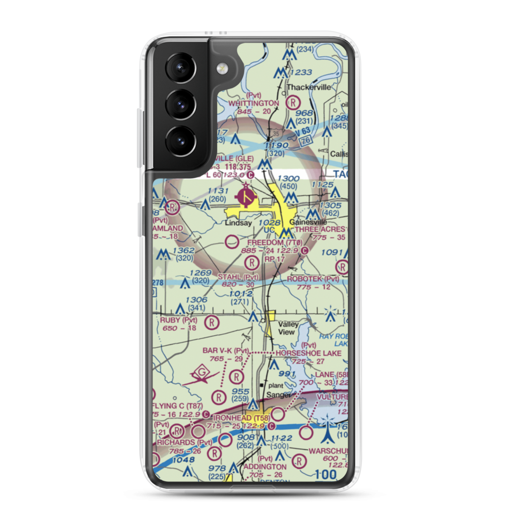 The 88 Airport (XS62) VFR Sectional Samsung Case Samsung Galaxy S21 Plus model shown