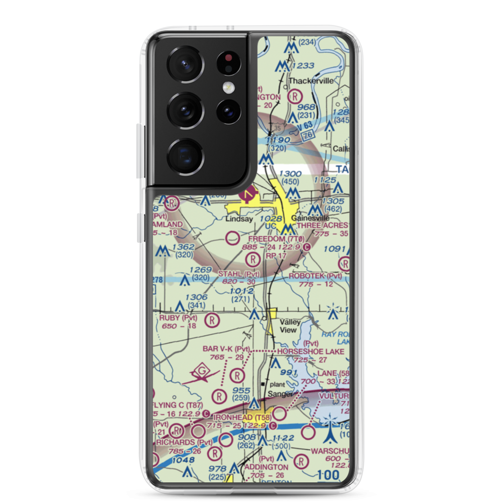 The 88 Airport (XS62) VFR Sectional Samsung Case Samsung Galaxy S21 Ultra model shown