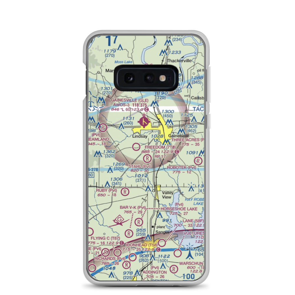 The 88 Airport (XS62) VFR Sectional Samsung Case Samsung Galaxy S10e model shown