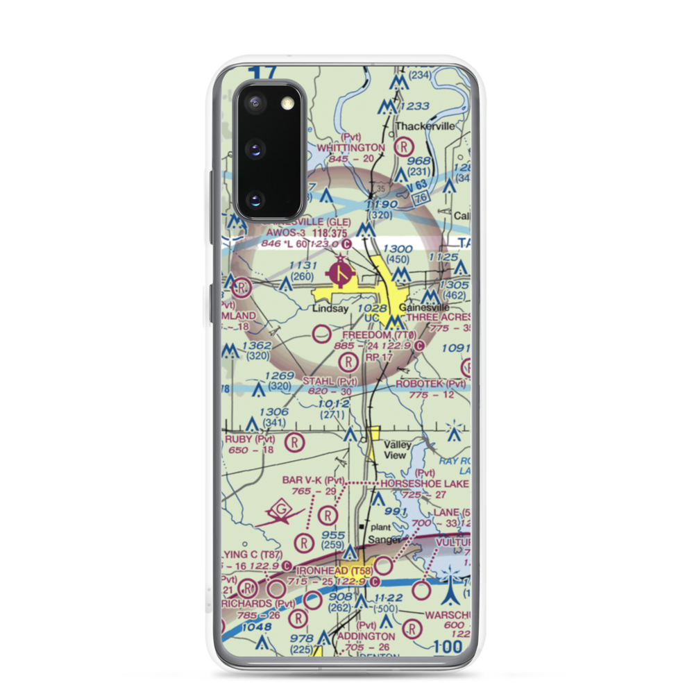 The 88 Airport (XS62) VFR Sectional Samsung Case Samsung Galaxy S20 model shown