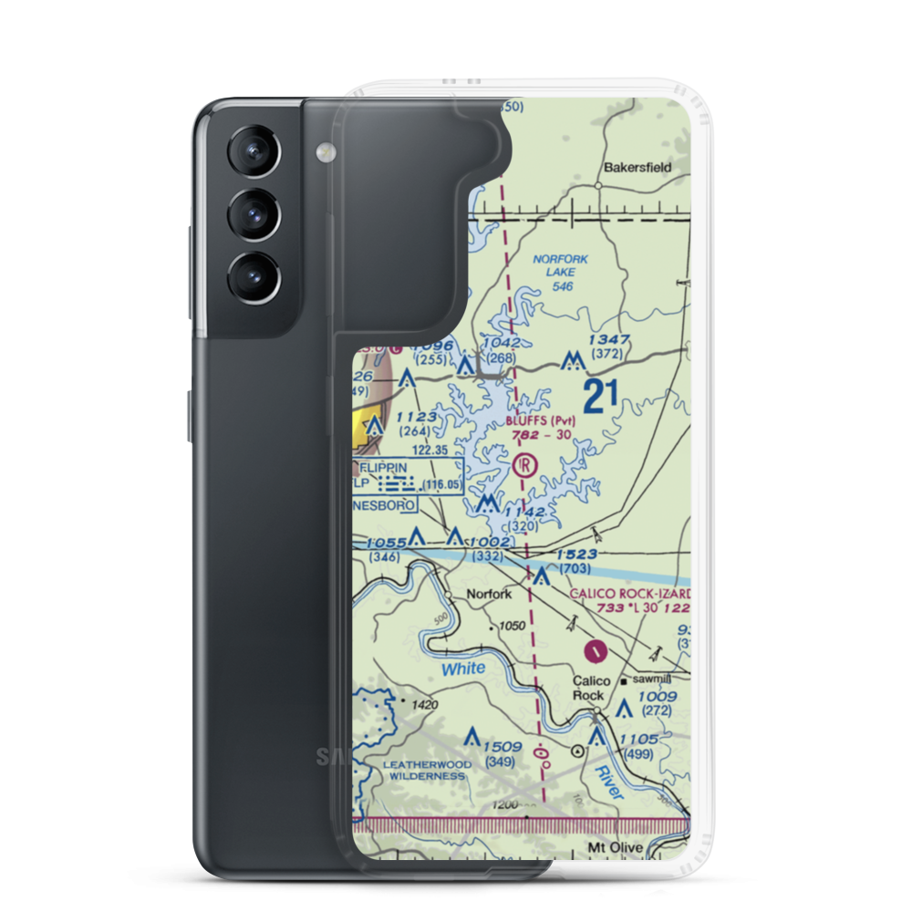 The Bluffs Airport (75AR) VFR Sectional Samsung Case Samsung Galaxy S21 model shown