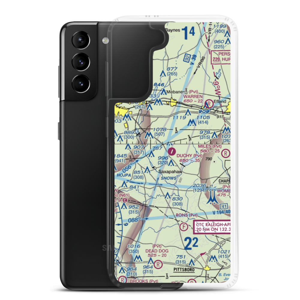 The Duchy Airport (5NC5) VFR Sectional Samsung Case Samsung Galaxy S21 Plus model shown