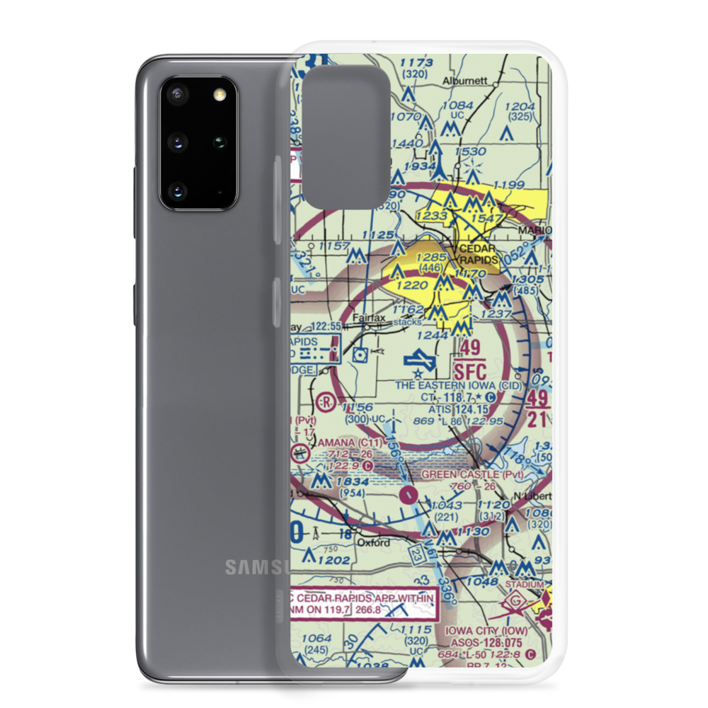 The Eastern Iowa Airport (CID) VFR Sectional Samsung Case Samsung Galaxy S20 Plus model shown