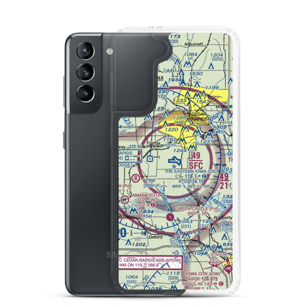 The Eastern Iowa Airport (CID) VFR Sectional Samsung Case Samsung Galaxy S21 model shown