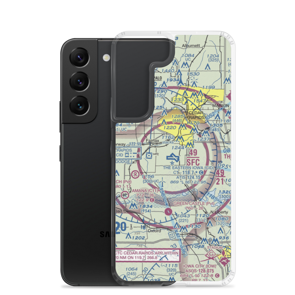 The Eastern Iowa Airport (CID) VFR Sectional Samsung Case Samsung Galaxy S22 model shown