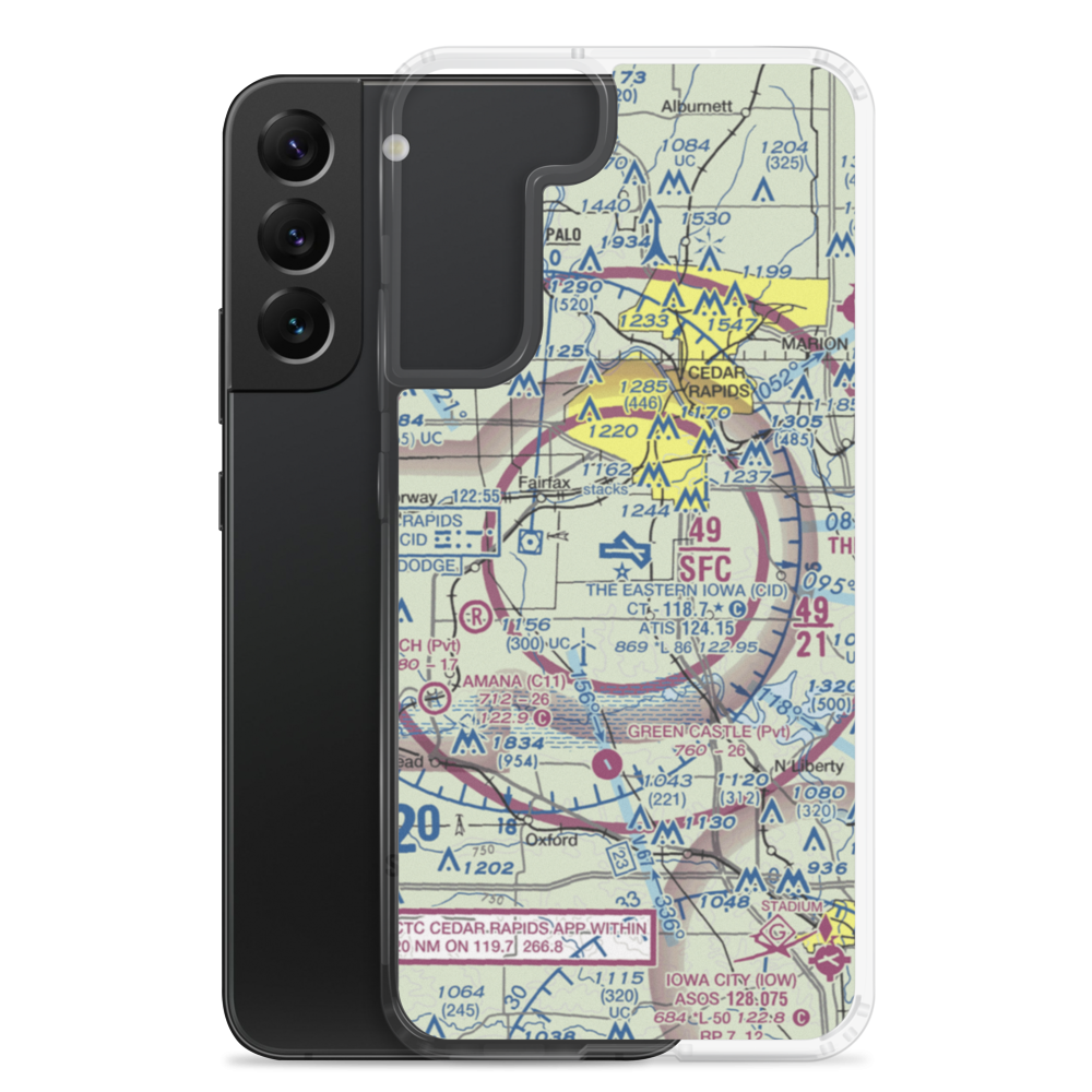 The Eastern Iowa Airport (CID) VFR Sectional Samsung Case Samsung Galaxy S22 Plus model shown