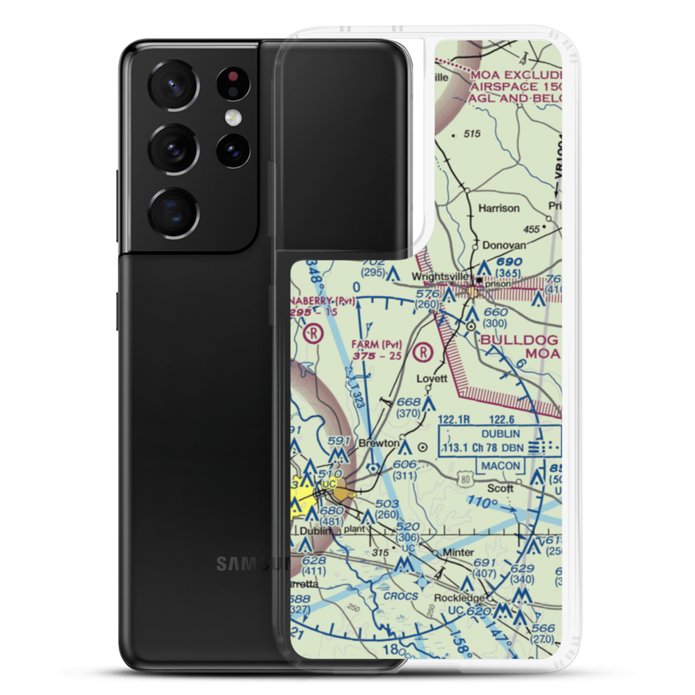 The Farm Airport (01GE) VFR Sectional Samsung Case Samsung Galaxy S21 Ultra model shown