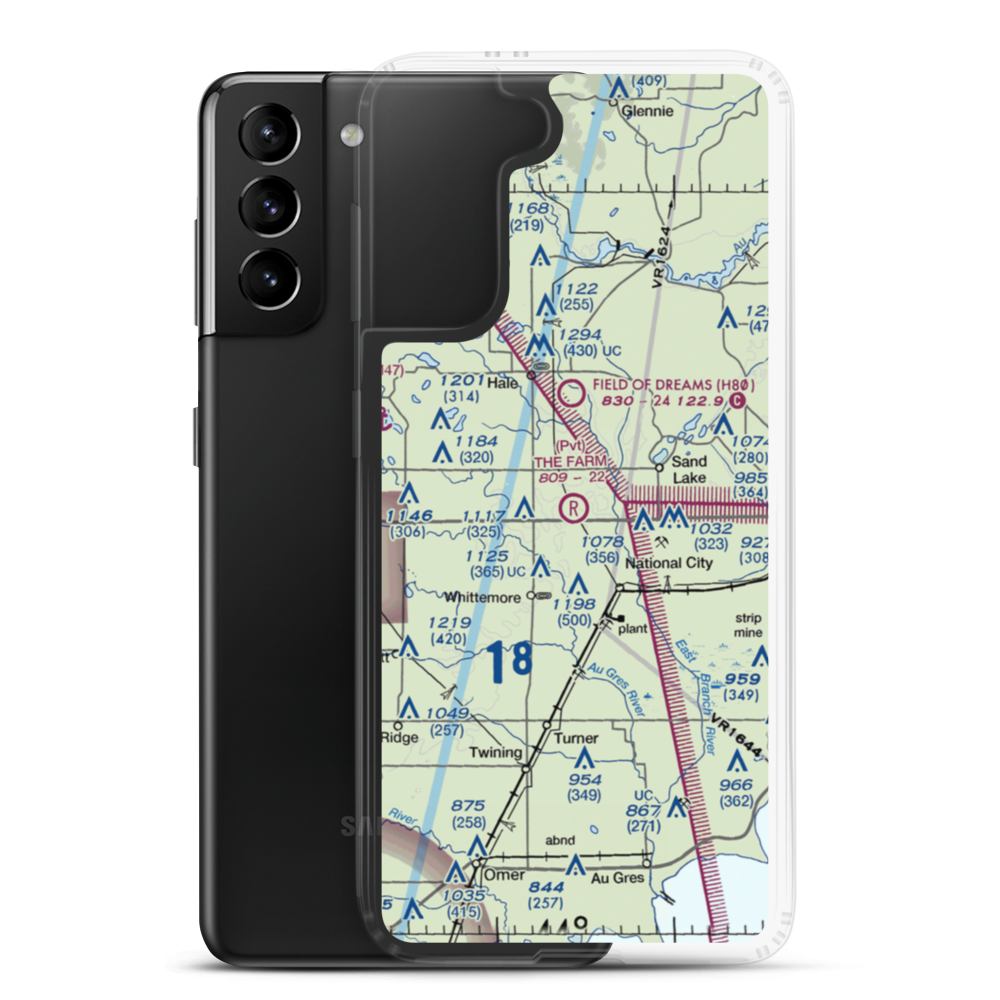 The Farm Airport (2MI6) VFR Sectional Samsung Case Samsung Galaxy S21 Plus model shown