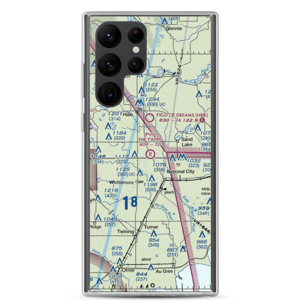 The Farm Airport (2MI6) VFR Sectional Samsung Case Samsung Galaxy S22 Ultra model shown
